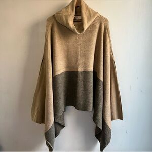 Two-Tone Knit Poncho